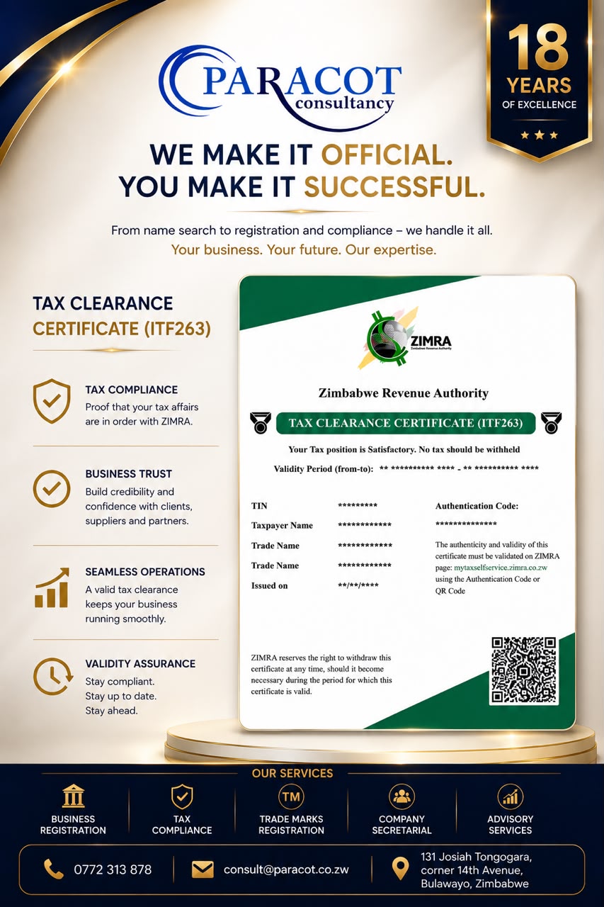 Tax Clearance Certificate ITF263 — PARACOT Consultancy