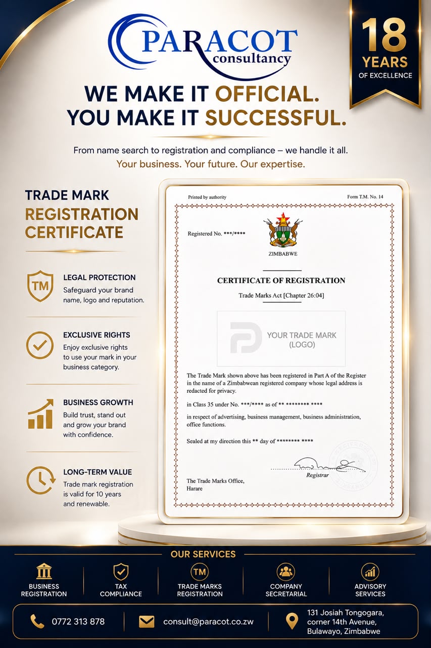 Trade Mark Registration Certificate — PARACOT Consultancy